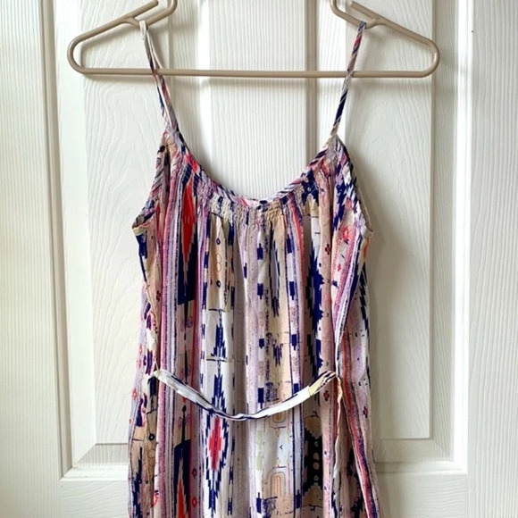 Tucker sleeveless Dress aztec print Scoop neck 100% silk maxi/midi dress Petite - Picture 4 of 11